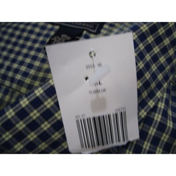 Mens Saddlebred Easy Care Navy Yellow Windowpane Mini Check XXL Shirt New - Picture 9 of 12